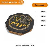 Caixa para Pizza 25 cm – É Hora da Pizza – com 25 unidades