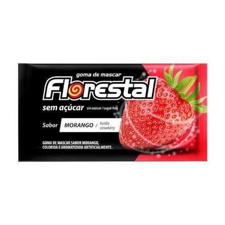 Chicle Laminado Florestal Morango com 15 unidades