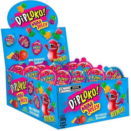 Diploko Mini Jelly Dino Sortido com 30 unidades