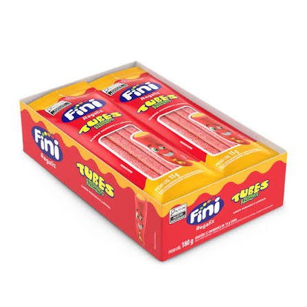 Bala Fini Tubes Laranja e Morango 12 x 15 g