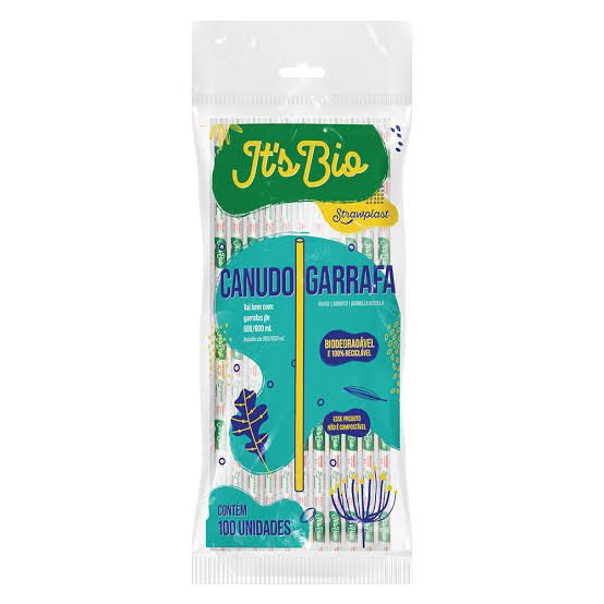 Canudo Bio Garrafa Sachê 5 mm com 100 unidades