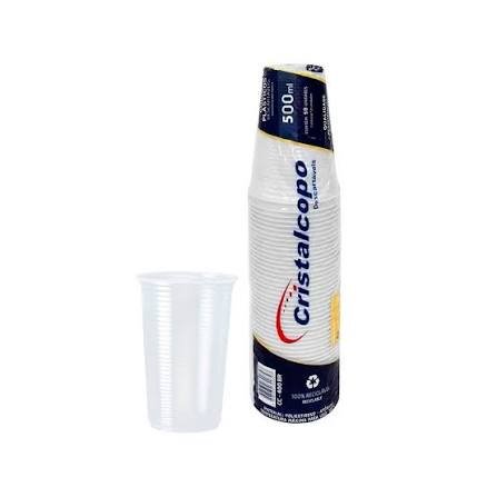 Copo Descartável Cristal Transparente 500 ml com 50 unidades