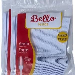 Garfo Bello Plast Branca com 50 unidades