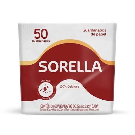 Guardanapo Sorela 22 x 23 cm com 50 unidades
