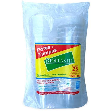 Kit Pote PP Rioplastic 1500 ml com 15 unidades