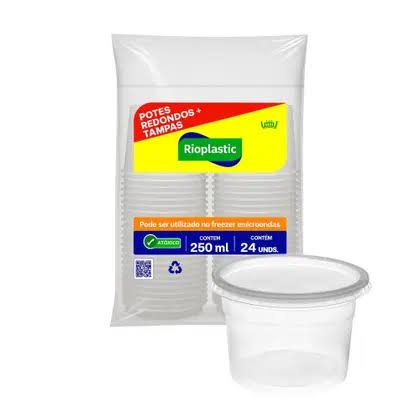 Kit Pote PP Rioplastic 250 ml com 25 unidades