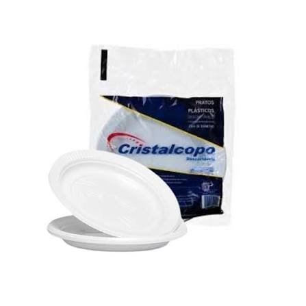 Prato Descartável Raso Cristal Branco 21 cm com 10 unidades