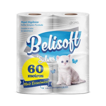 Papel Higiênico Belisoft 60 m com 4 unidades