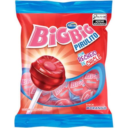 Pirulito Bigbig Chicle Morango com 40 unidades